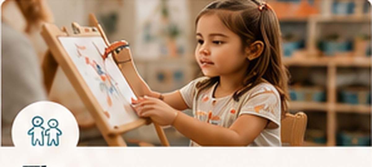 Preschool child painting at an easel