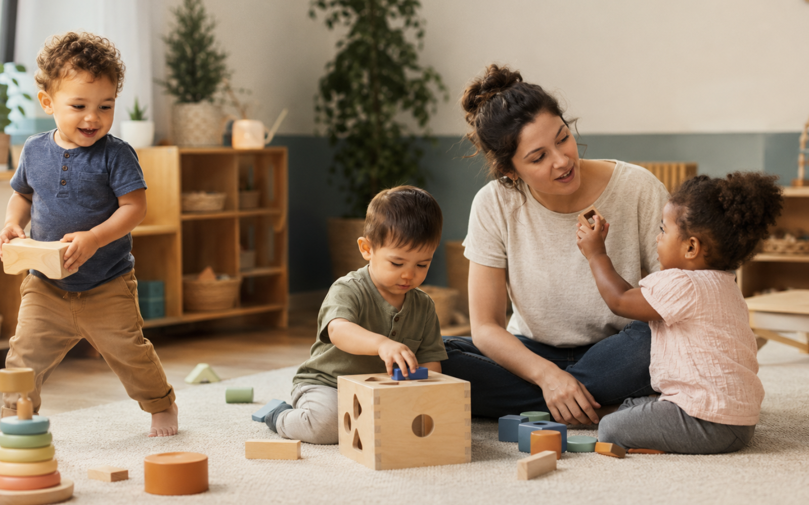 Older toddlers developing problem-solving skills through hands-on learning
